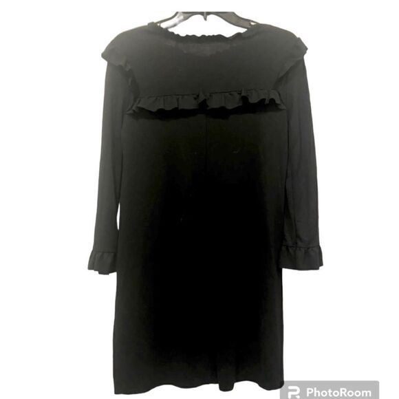 Zara black 3/4 sleeve ruffle front, back, collar and cuffs Dress size 8 - Picture 5 of 12
